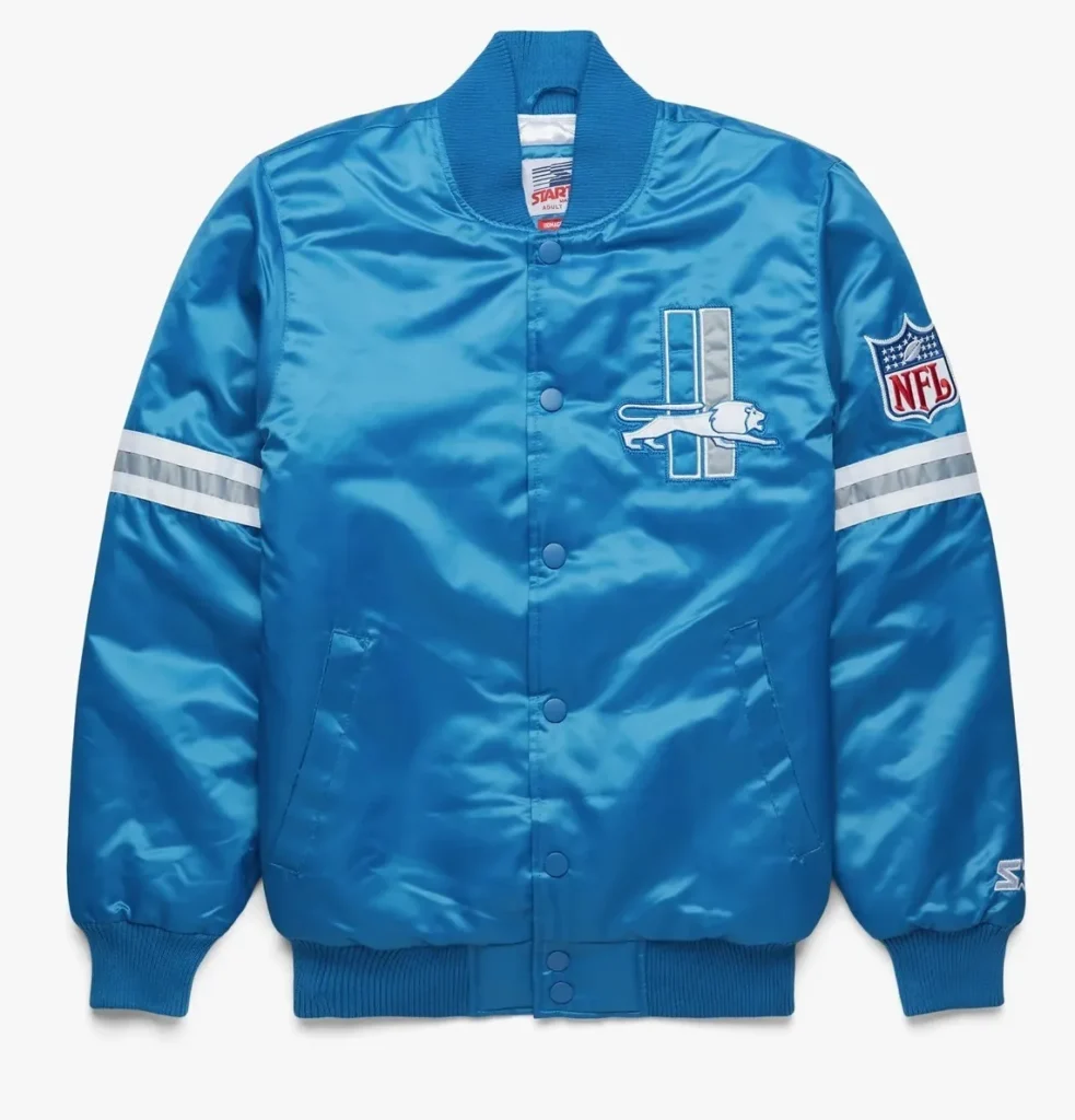 Detroit Lions Satin Varsity Bomber Jacket