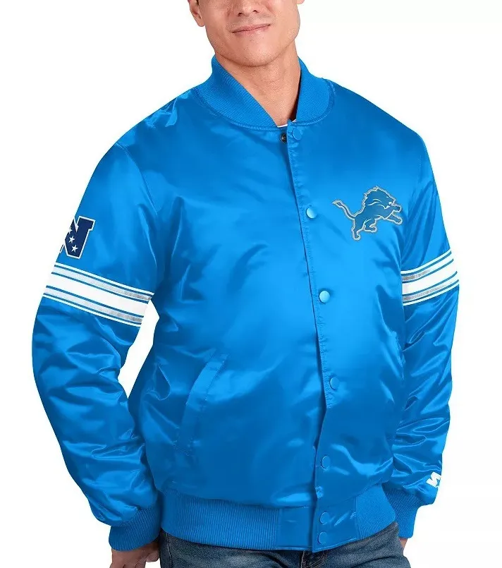 Detroit Lions Striped Satin Varsity Jacket