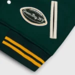 Green Bay Packers OVO Green Varsity Wool Leather Full-Snap Jackets