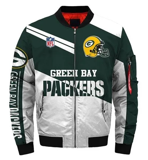 Green Bay Packers White And Green Varsity Jacket