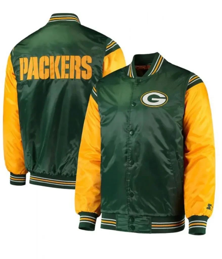 Green Bay Packers Yellow and Green Satin Starter Jacket