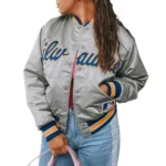 Grey Rare Baseball Milwaukee Brewers Varsity Satin Jackets