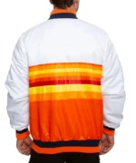 Houston Astros White And Orange Satin Bomber Jackets