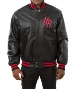 Houston Rockets Black Leather Varsity Jacket2