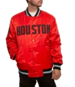 Houston Rockets Bomber Red Satin Jacket