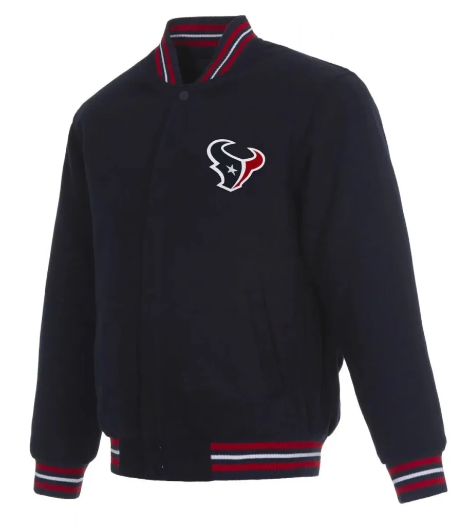 Houston Texans Navy Blue Bomber Wool Jacket