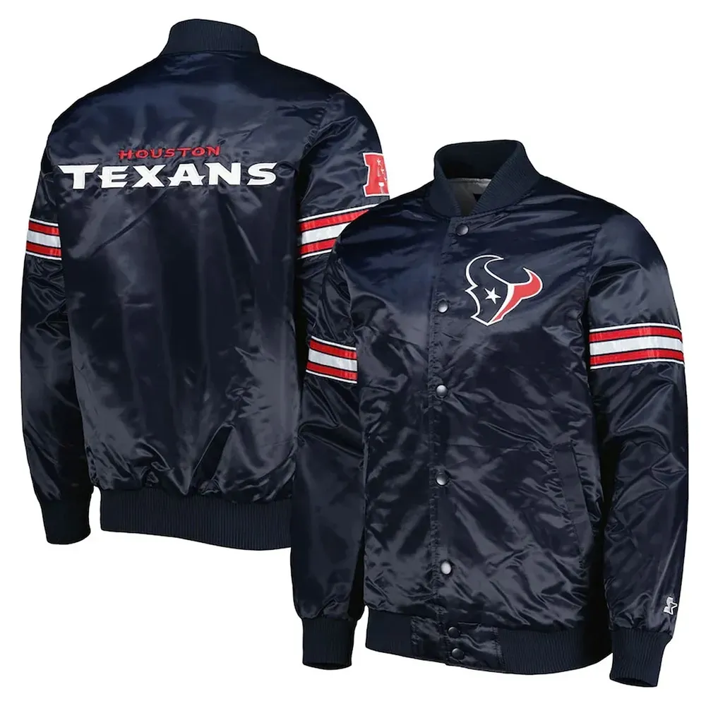 Houston Texans The Pick and Roll Navy Blue Satin Jacket