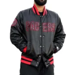 Indiana Pacers Black Satin Varsity Jacket