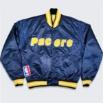 Indiana Pacers Classic 80’s Navy Bomber Satin Jacket