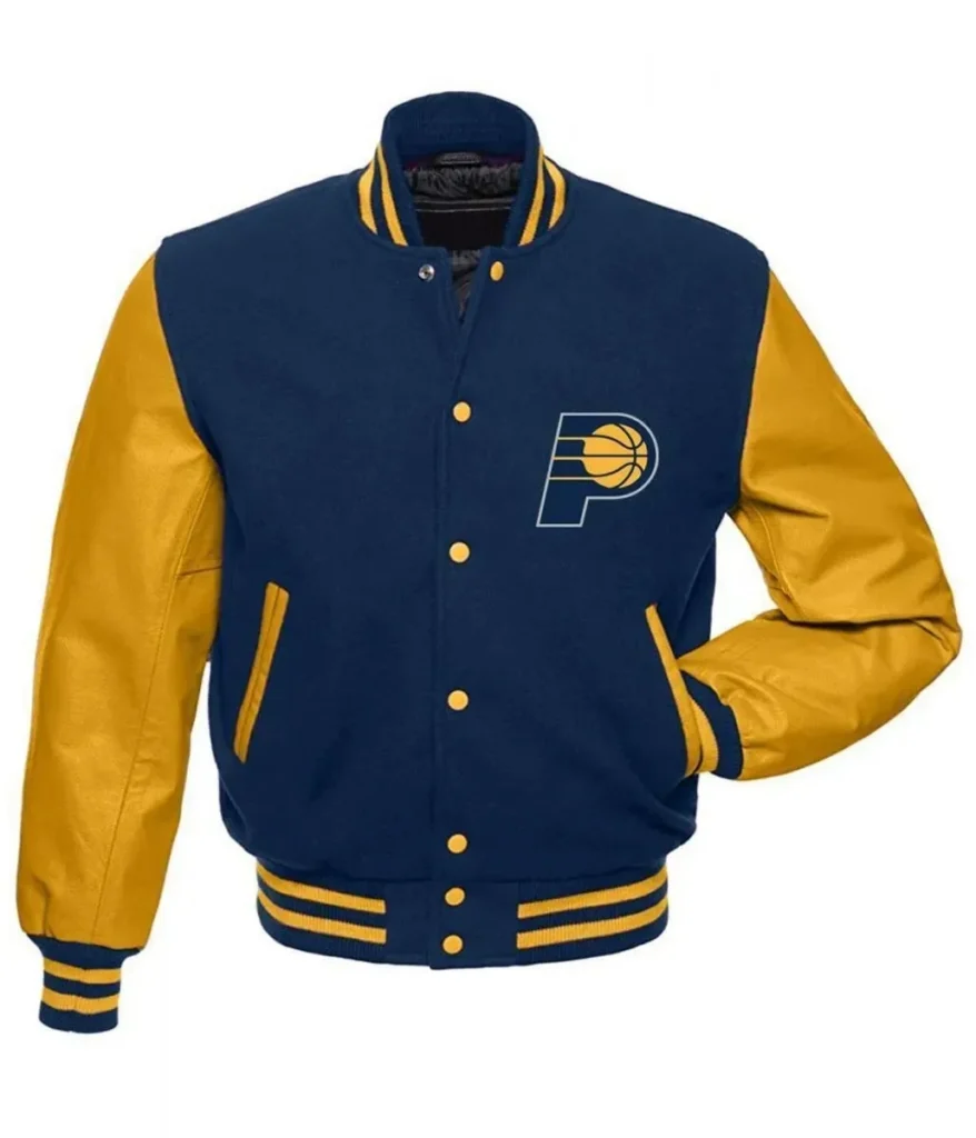 Indiana Pacers Letterman Blue and Yellow Letterman Jacket