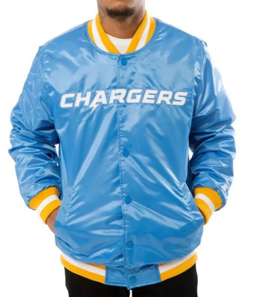 LA Chargers Blue And White Bomber Jacket