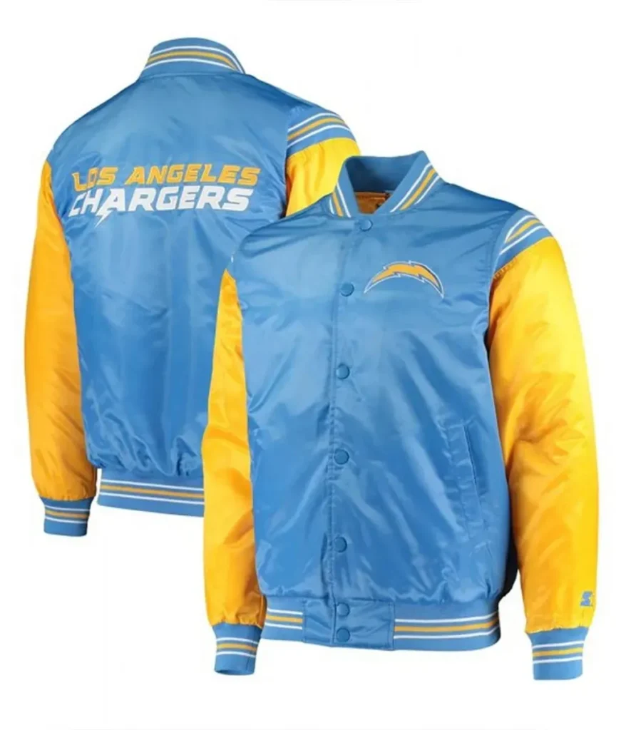 LA Chargers Light Blue and Yellow Satin Jacket