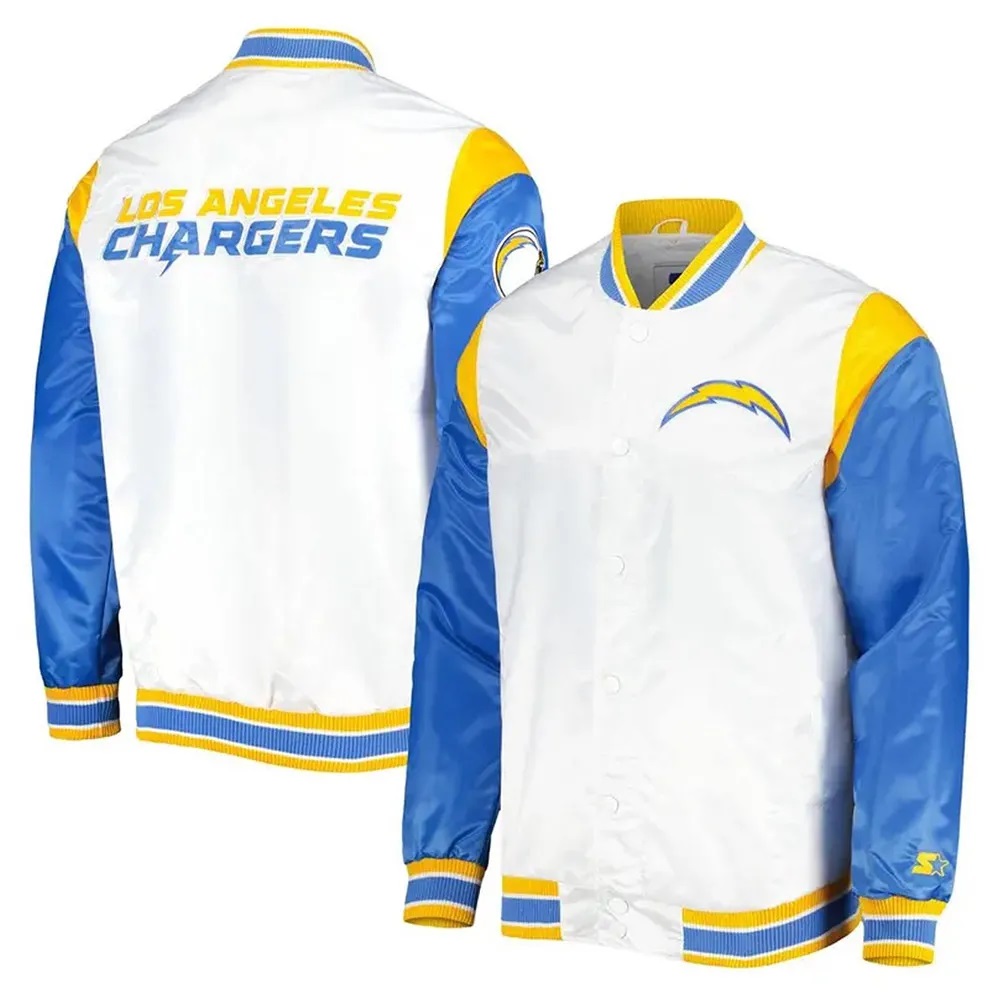 LA Chargers Throwback Pitch Satin Varsity Jacket