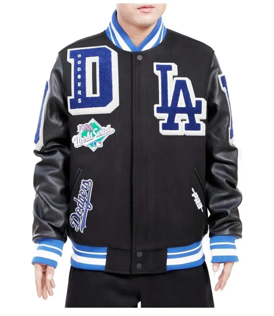 LA Dodgers Mash Up Wool & Leather Varsity Jacket