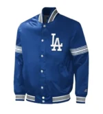 LA Dodgers Midfield Royal Blue Satin Varsity Bomber Jackets