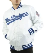 LA Dodgers National Blue Satin Varsity Jacket11