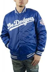 LA Dodgers National Blue Satin Varsity Jacket2