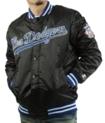 LA Dodgers National Blue Satin Varsity Jacket6