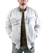 LA Dodgers Silver Satin Jacket