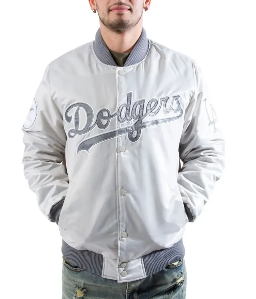 LA Dodgers Silver Satin Starter Jacket