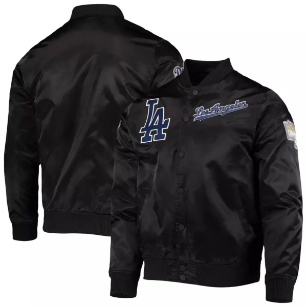 LA Dodgers Wordmark Black Varsity Jacketss