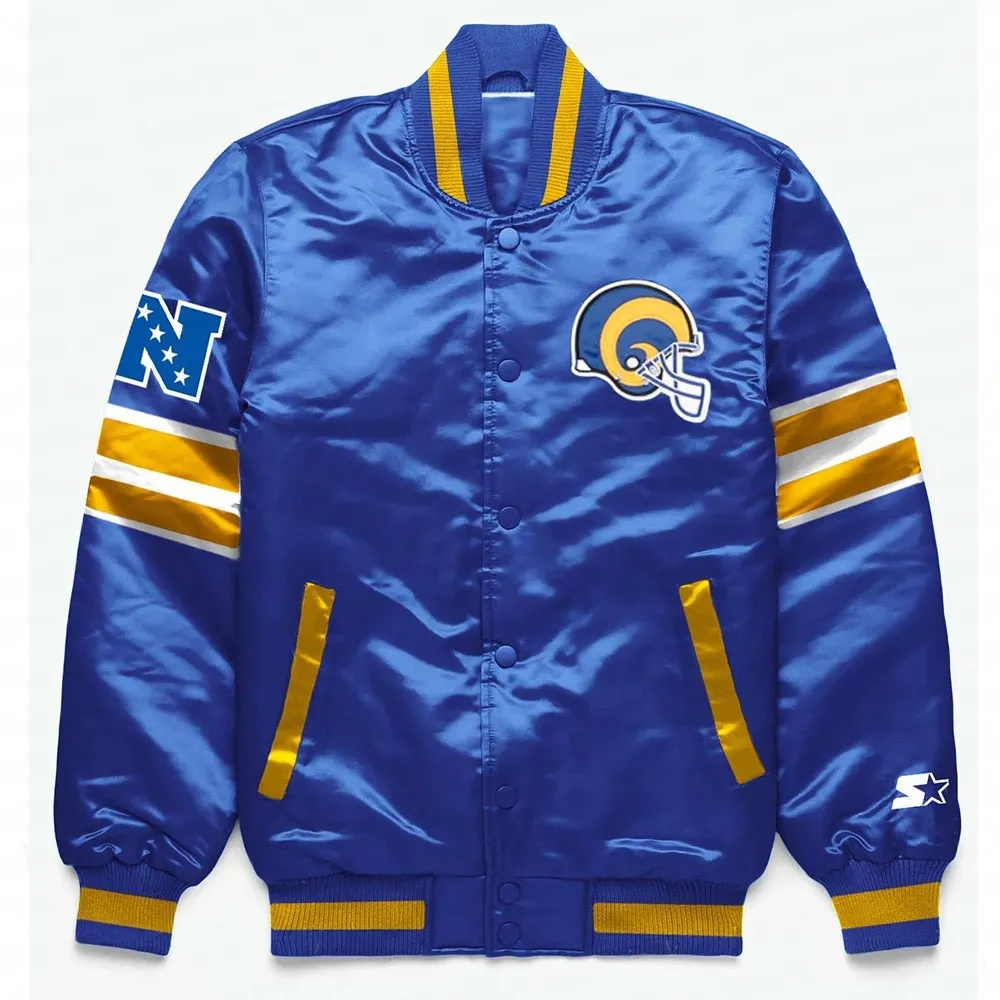 LA Rams Exclusive Blue Full-Snap Satin Jacket