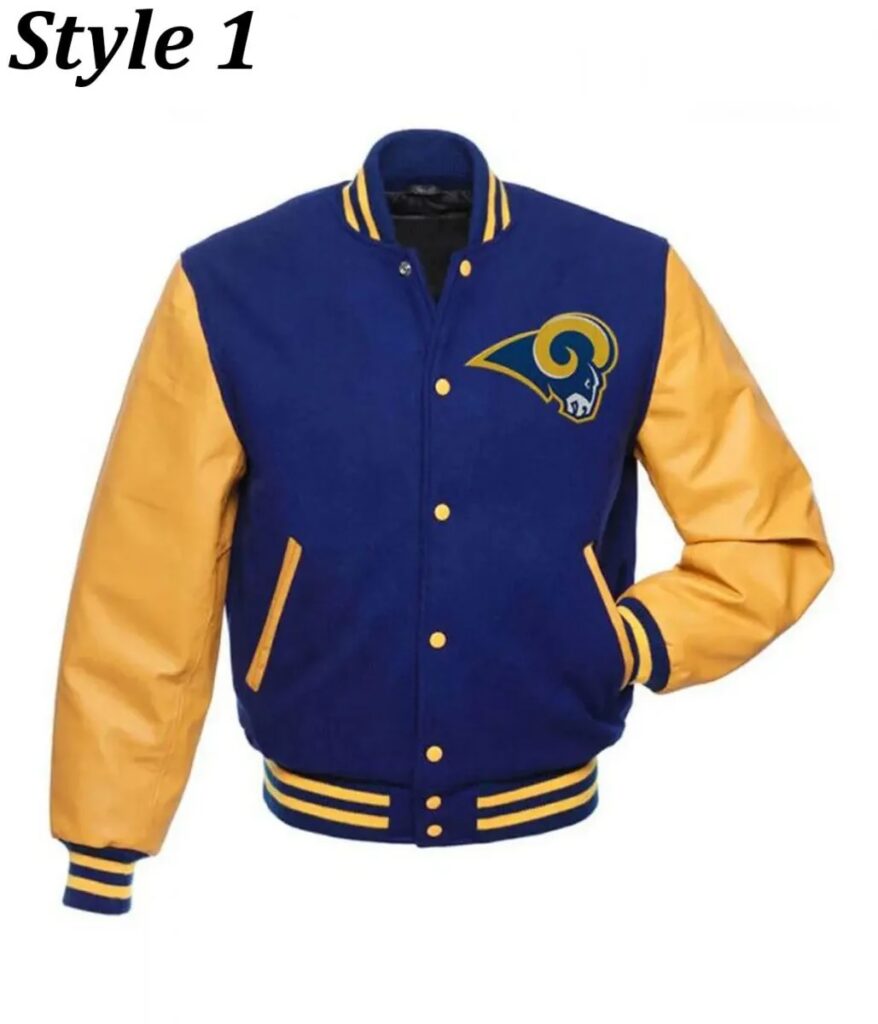 LA Rams Exclusive Blue Satin Varsity Jacket