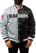 Las Vegas Raiders Black And Grey Satin Jacket