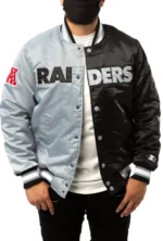 Las Vegas Raiders Black And Grey Satin Jackets