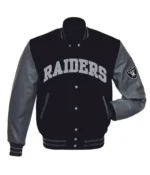 Las Vegas Raiders Grey And Black Letterman Jacket