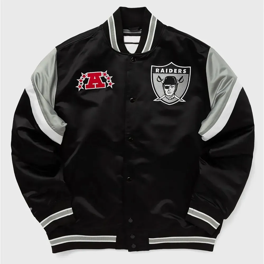 Las Vegas Raiders Heavyweight Black Satin Jacket