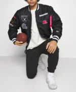 Las Vegas Raiders Ma-1 Bomber Satin Varsity Jacket