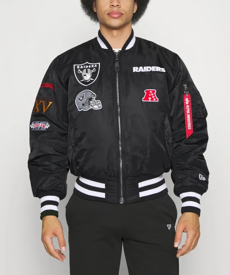 Las Vegas Raiders Ma-1 Bomber Varsity Satin Jacket