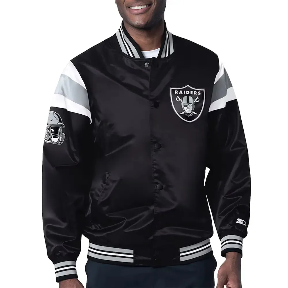 Las Vegas Raiders Midweight Satin Varsity Jacket