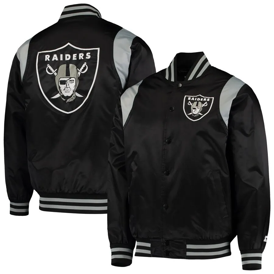 Las Vegas Raiders Prime Time Satin Varsity Jacket