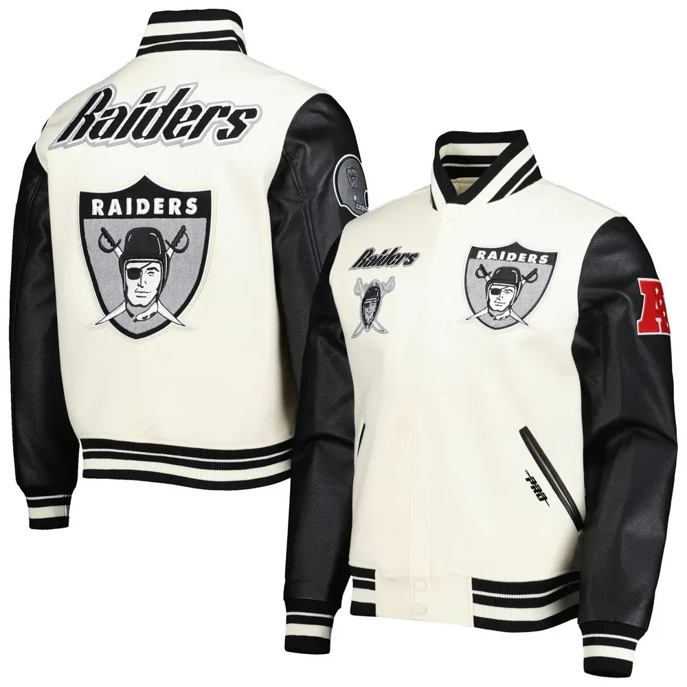 Las Vegas Raiders Retro Classic Varsity Cream And Black Jacket