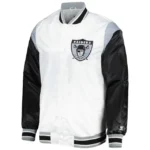 Las Vegas Raiders Throwback Warm Up Pitch White Satin Jackets