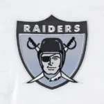 Las Vegas Raiders Throwback Warm Up Pitch White Varsity Jacket