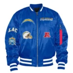 Los Angeles Chargers Blue Ma-1 Bomber Satin Jacket