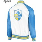 Los Angeles Chargers Renegade Throwback White and Blue Starter Satin Varsity Jacket