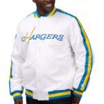 Los Angeles Chargers The D-Line White Satin Varsity Jacket