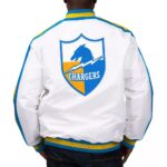 Los Angeles Chargers The D-Line White Satin Varsity Jackets