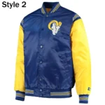 Los Angeles Rams Blue and yellow Varsity Jacket2