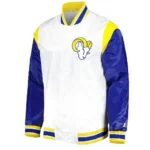 Los Angeles Rams Throwback Warm Up Pitch Varsity Satin Jacket