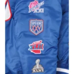 MA-1 Bomber New York Giants Full-Zip Royal Blue Satin Jacket