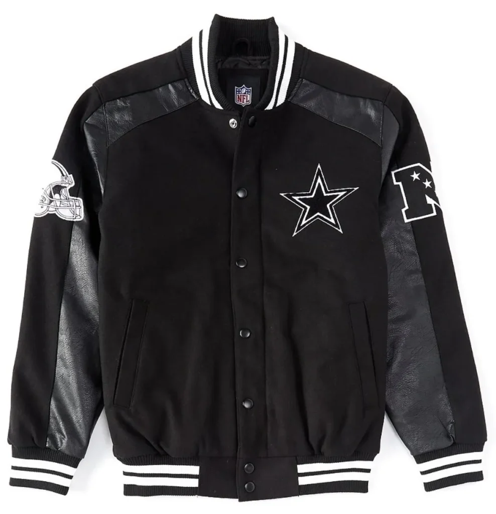 Mens NFL Dallas Cowboys Black Quicksnap Wool Varsity Jacket