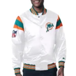 Miami Dolphins Midweight White Satin Jacket