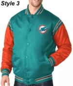 Miami Dolphins Teal Green Satin Bomber Jacket3