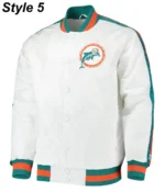 Miami Dolphins Teal Green Satin Bomber Jacket5