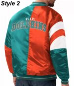 Miami Dolphins Teal Green Satin Bomber Jacket8